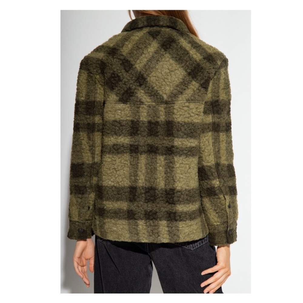 New!  ALL SAINTS Rosey Check Khaki Green Plaid Wool Blend Overshirt Jacket - Picture 4 of 10